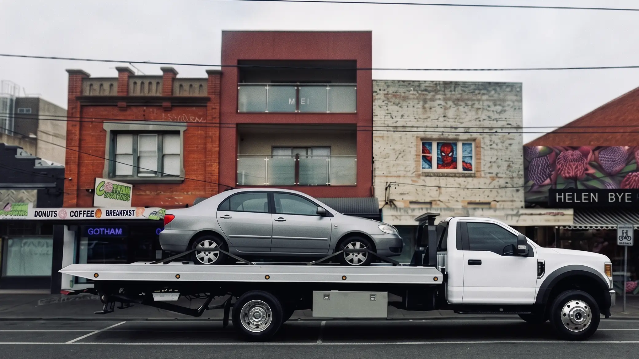 Car breakdown loaded in tow truck in Brunswick