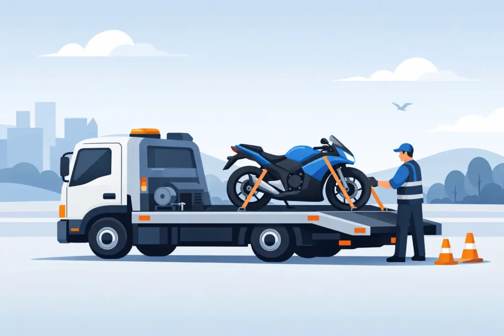 How Motorcycle Flatbed Towing Works Safely